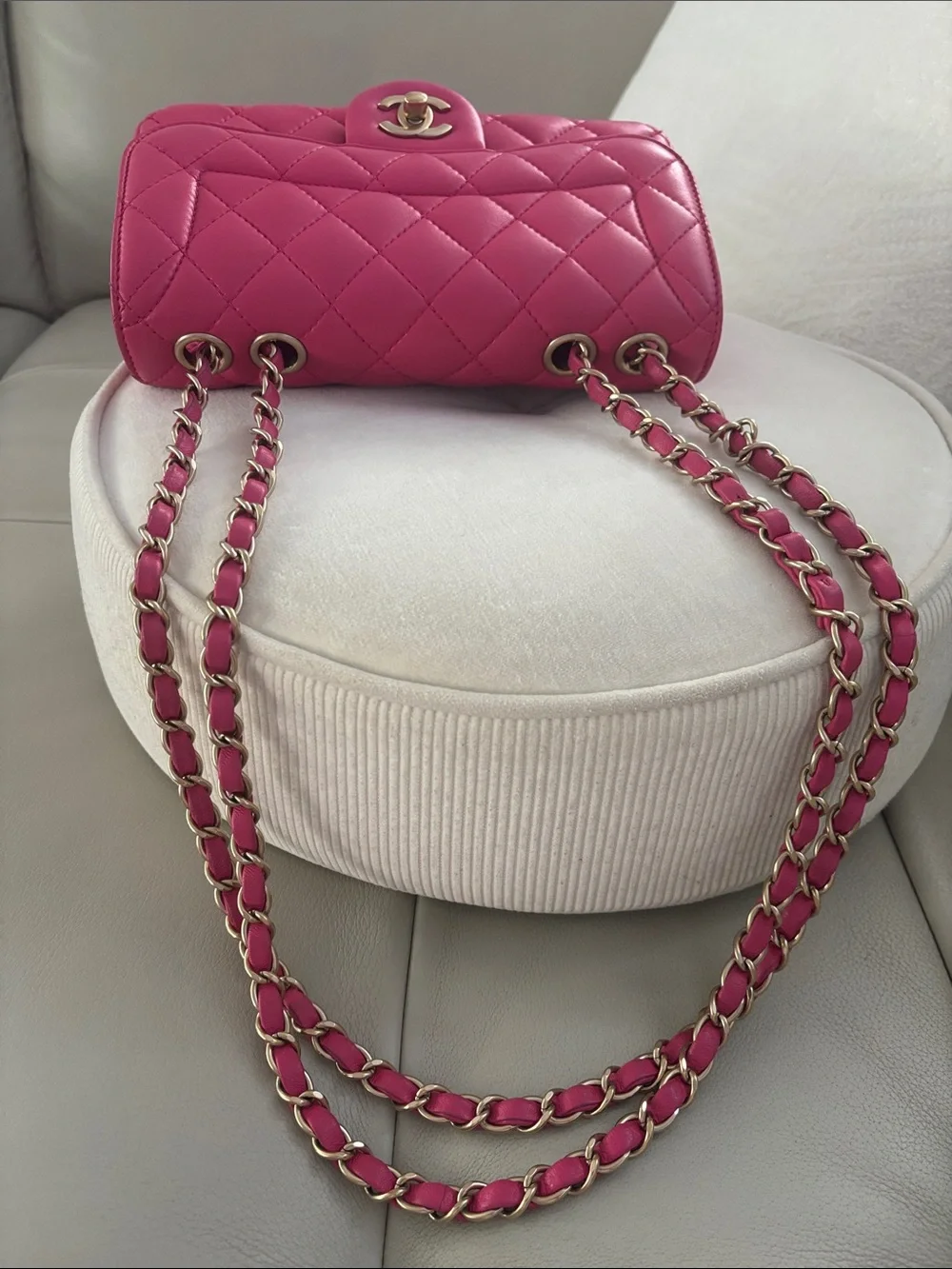 CHANEL Quilted Flap Shoulder Bag in Fuchsia